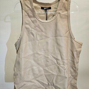 Nova Men Beige Stretch Faux Leather Tank (loose fit)